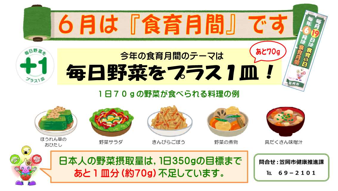 毎日野菜をプラス１皿食べよう！