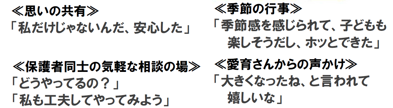 子育てサロン参加者の声