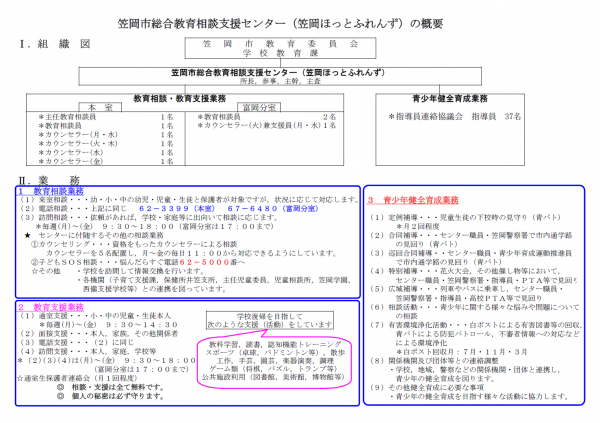 笠岡市総合教育相談支援センター（笠岡ほっとふれんず）リーフレット2