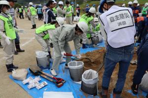 笠岡市水防訓練　大島中学校２