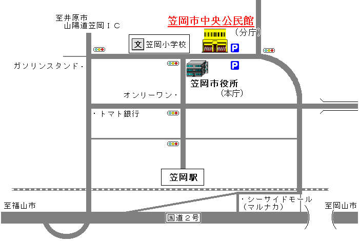 中央公民館周辺の地図