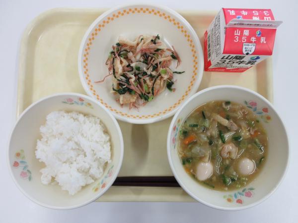 ごはん 牛乳 八宝菜 はりはり漬け