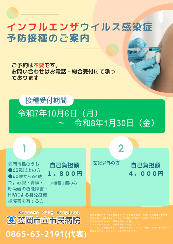 インフルエンザワクチン接種について