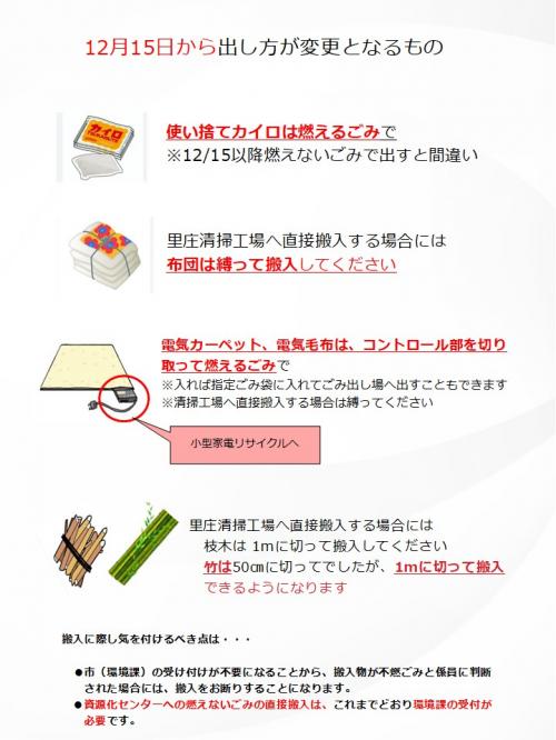 出し方変更一覧