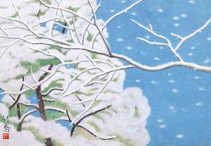 小野竹喬《初雪》