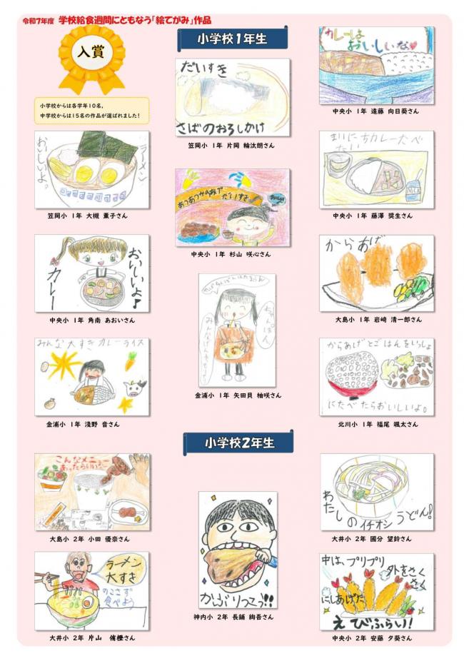 絵手紙入賞　1年から3年　１枚目