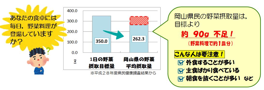 岡山県民の野菜摂取状況