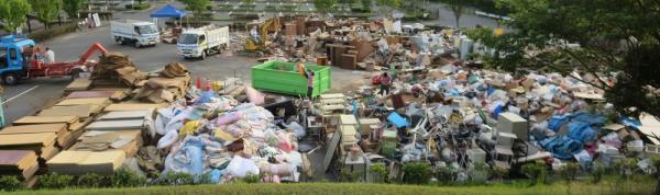 平成30年7月豪雨における仮置場の様子