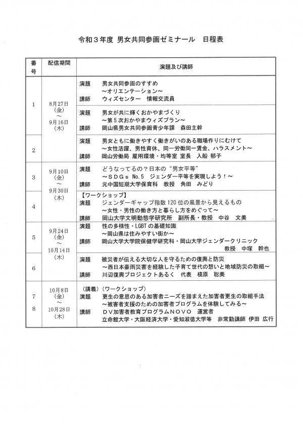 日程表